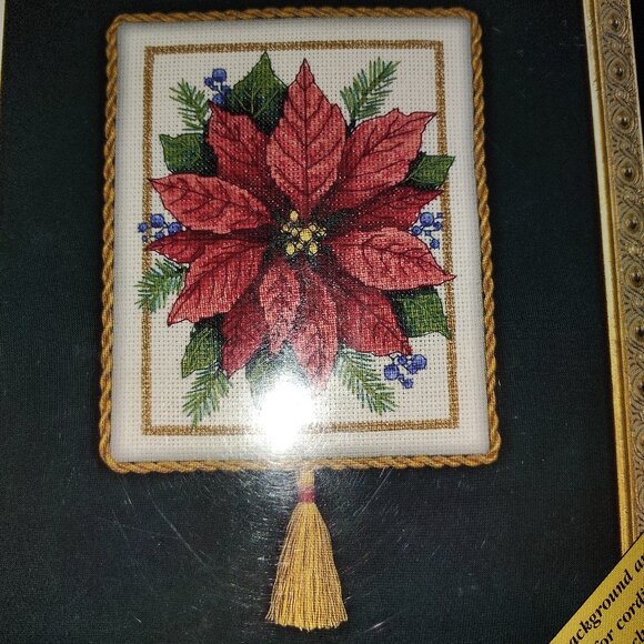 Dimensions Gold Nuggets “Poinsettia Elegance" Cross Stitch Kit #8680 NIP - Picture 2 of 3